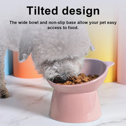 Tilted Cat Food Bowl Elevated Cat Bowl Ergonomic Cat Food Dish anti Vomiting Raised Cat Food Bowl Non Slip for Cats Dogs